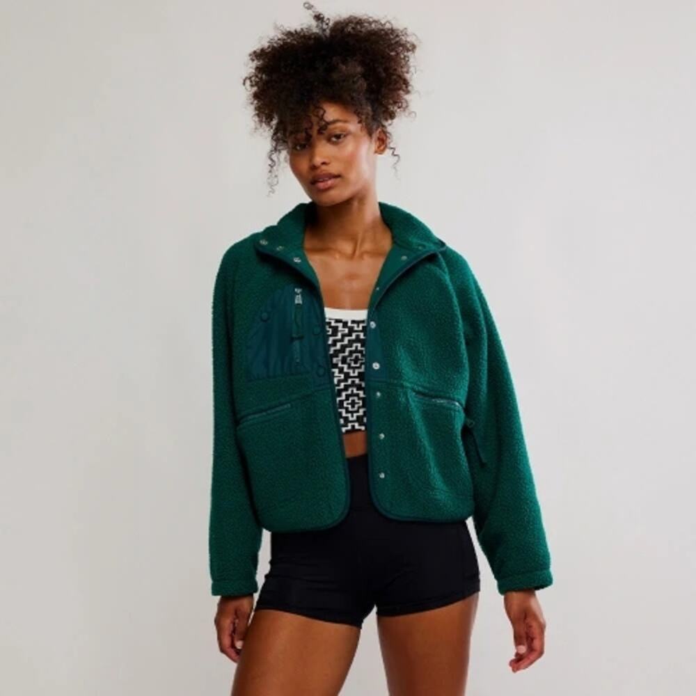 FP Movement Free People Hit The Slopes Fleece Jacket Green Small